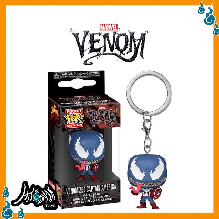 Keychain Venom - Venomized Captain America Funko POP Gantungan Kunci Figure Bobble Head Toys