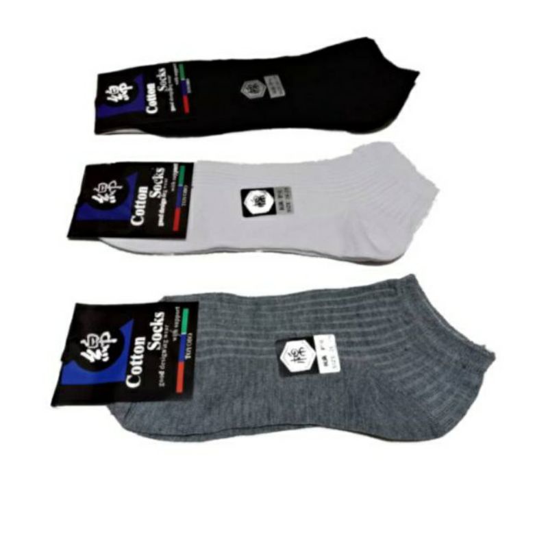 Kaos Kaki Cotton Socks Pendek Pria Wanita Dewasa Polos Colorful Mata Kaki Katun Sekolah Kantor Kuliah Kerja Hitam Putih Abu