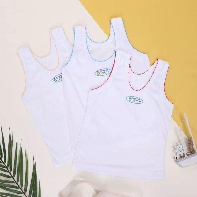 12 Pcs Singlet Bayi Wonder Kids Anak Baru Lahir | Kaos Dalam Pakaian Dalam Balita Laki Perempuan Baby New Born | Open | Lusinan