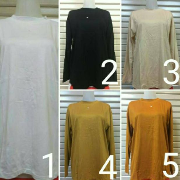 Kaos Manset Jumbo Pria Wanita / Dalaman Baju Muslim Atasan Premium Polos Lengan Panjang Hijab Xxxl