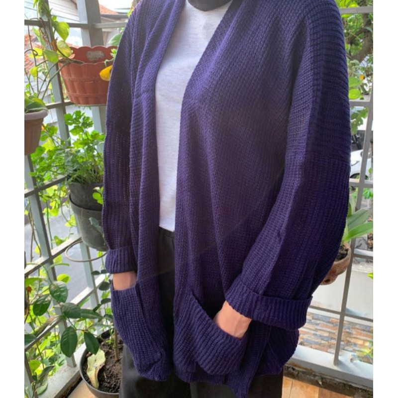 4XL- 5XL Cardigan Rajut Jumbo Premium/ Cardigan Rajut Oversize/ Outer Jumbo Big Size/ Rajut Murah-Navy