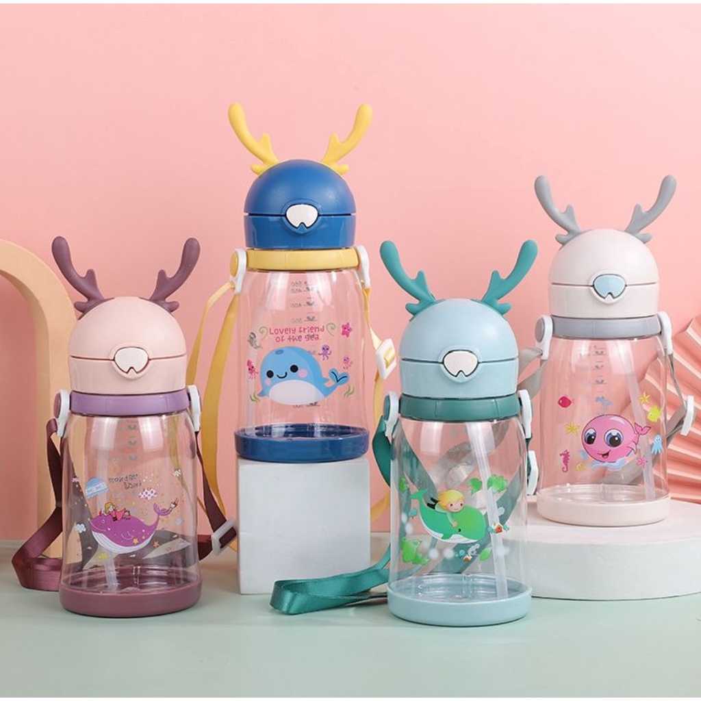 COD Botol Minum Jumbo 2 Liter Viral Motivational Water Bottle Motivasi 2000ml P09-Biru-550ml