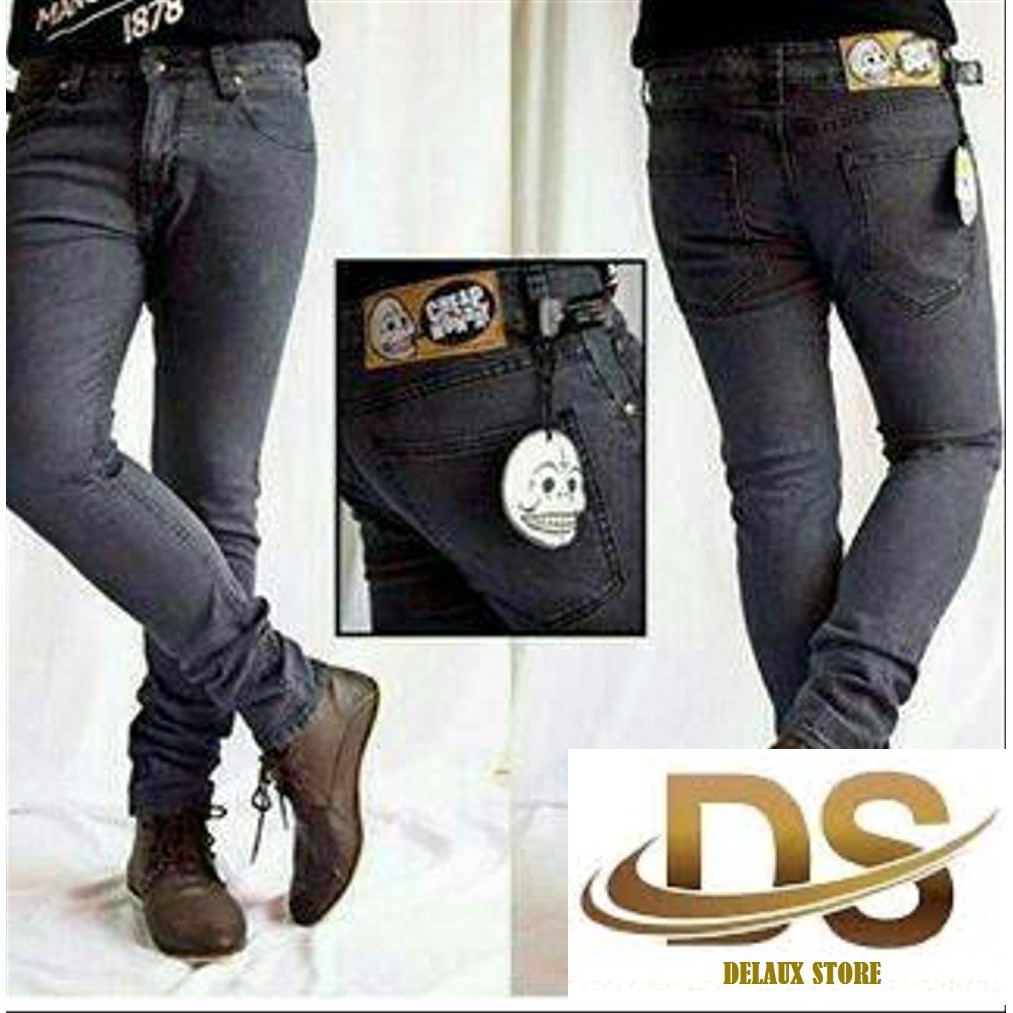 Celana Soft Jeans / Pensil Strecth Slimfit Skinny Pria Warna Abu