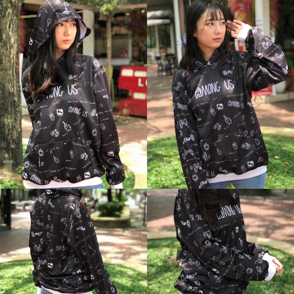 Hoodie Among Us Fullprint Black Impostor