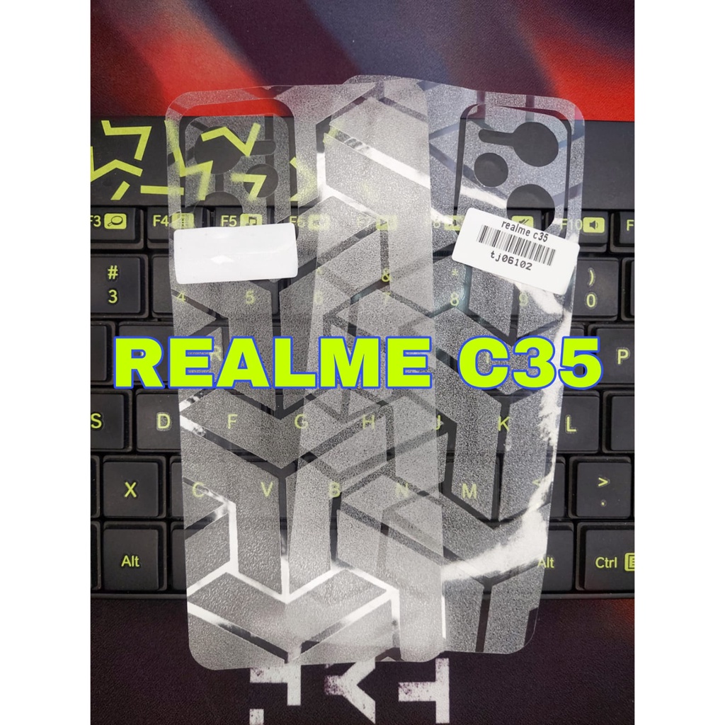 Skin Carbon Realme C35 Back Skin OPTIMUS Carbon Garskin Pelindung Belakang Handphone