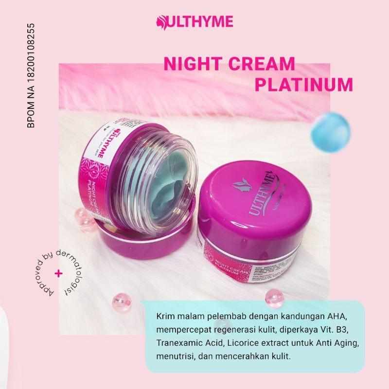 Ulthyme Skincare Night Platinum Cream Pemutih cream anti aging cream kerutan