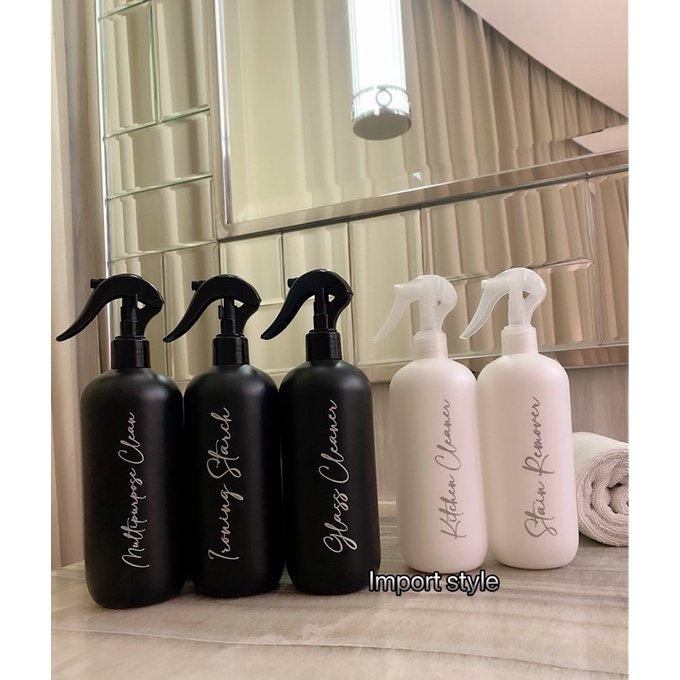 botol spray N24 HITAM PUTIH 500ml SILVER CHIC . aesthetic bottle minimalist refill organizer laundry room serbaguna estetik