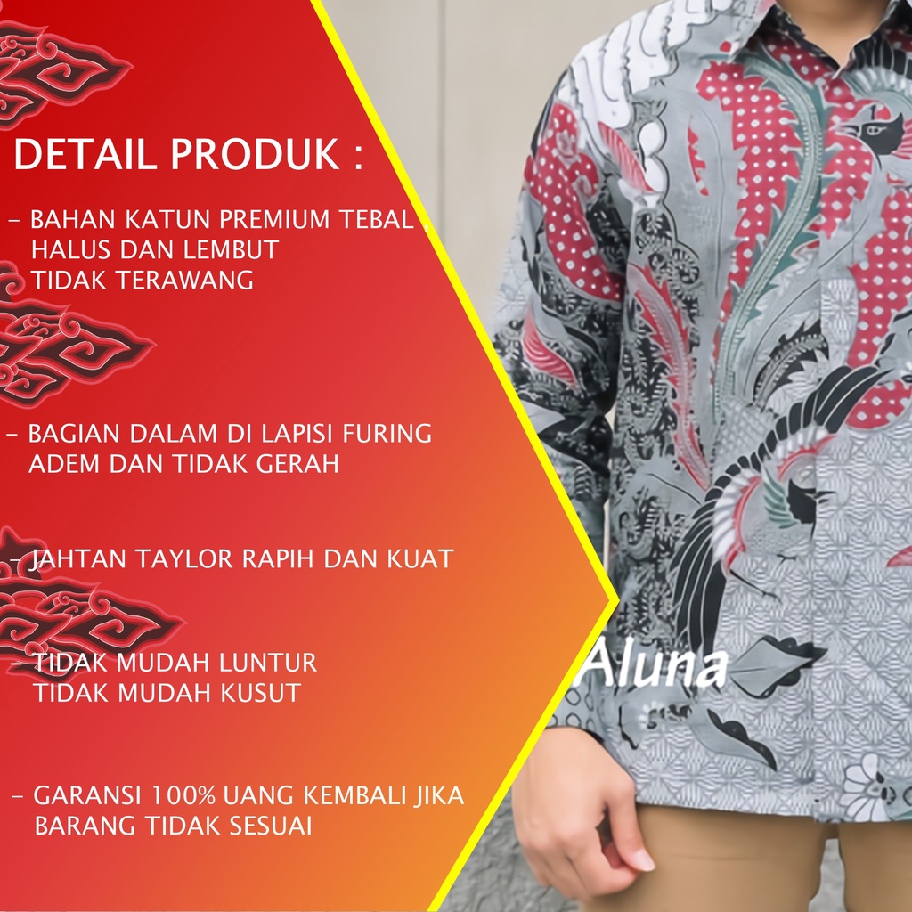 KEMEJA BATIK PREMIUM PRIA SOLO MOTIF KAWUNG KOMBINASI LENGAN PANJANG REGULAR FURING KATUN PCW 108