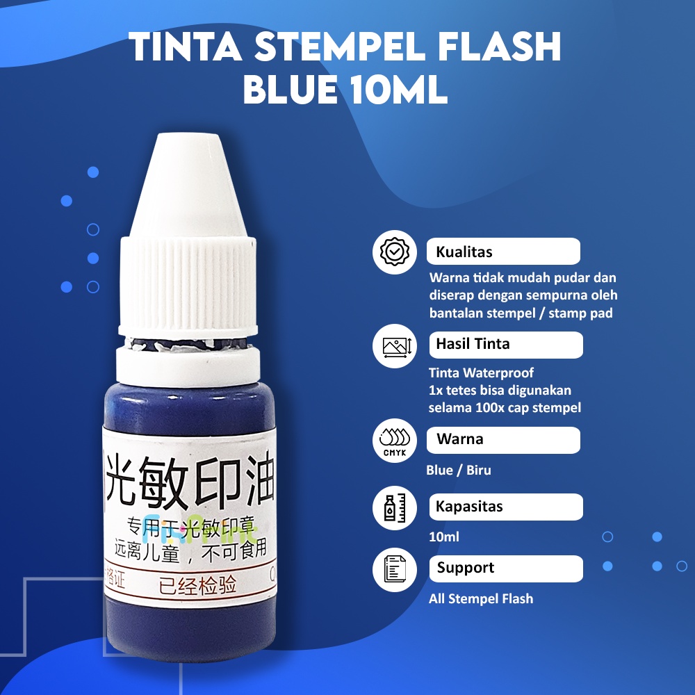 Refill Stamp Ink Waterproof Blue 10 ml,Tinta Stempel Flash Blue 10ml all Stamp