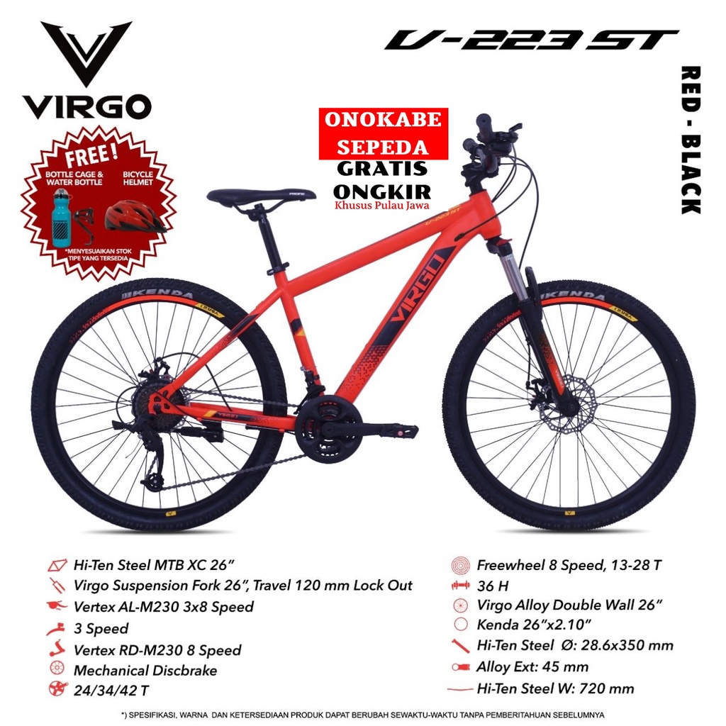 MTB 26 VIRGO V-223 ST FREE BOTTLE CAGE WATER BOTTLE BICYCLE HELMET