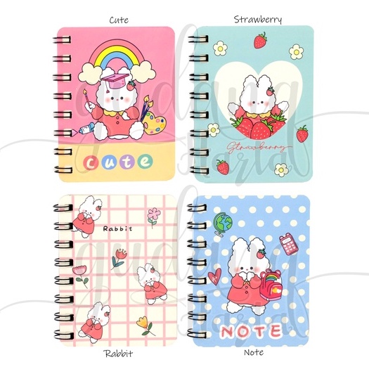 Notebook A7 Spiral Strawberry Rabbit Buku Mini Kelinci Buah GH 308513