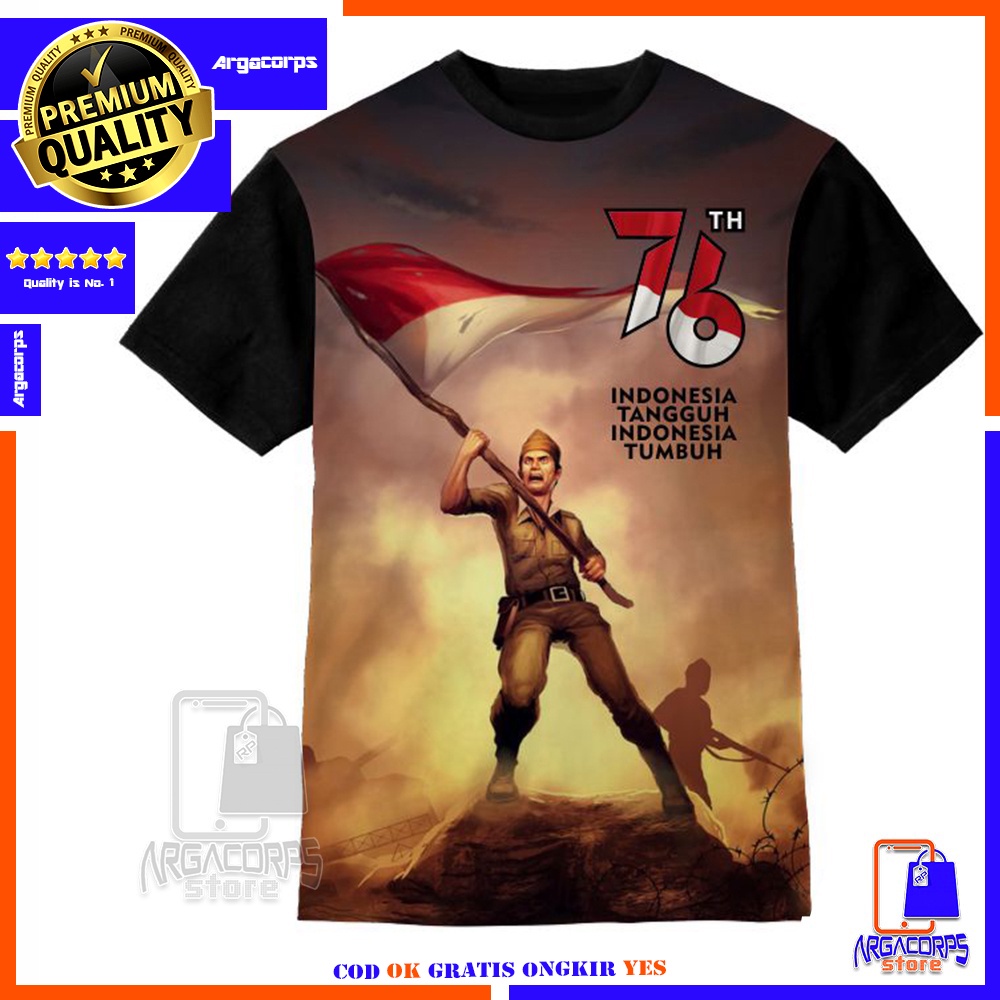 Kaos Anak 3D Baju Anak Premium 17 Agustusan 76Th Bendera 1 Baju Distro -  Argacorps Store