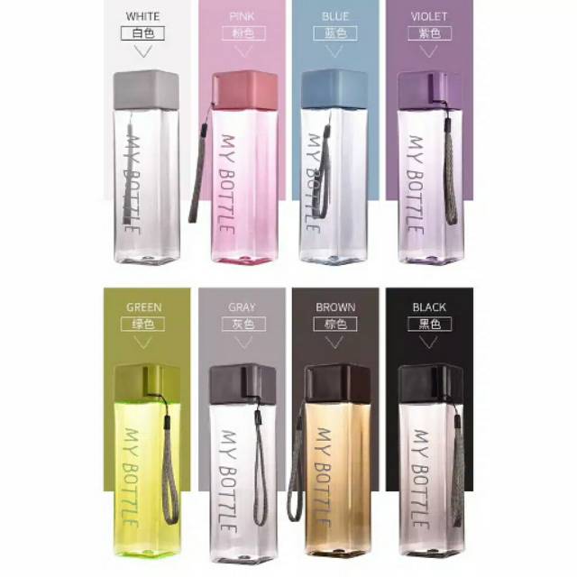 (BAHAN PC) Bo314 My Bottle Petak Clear / Botol Persegi / Botol 500 ml / Botol Minum