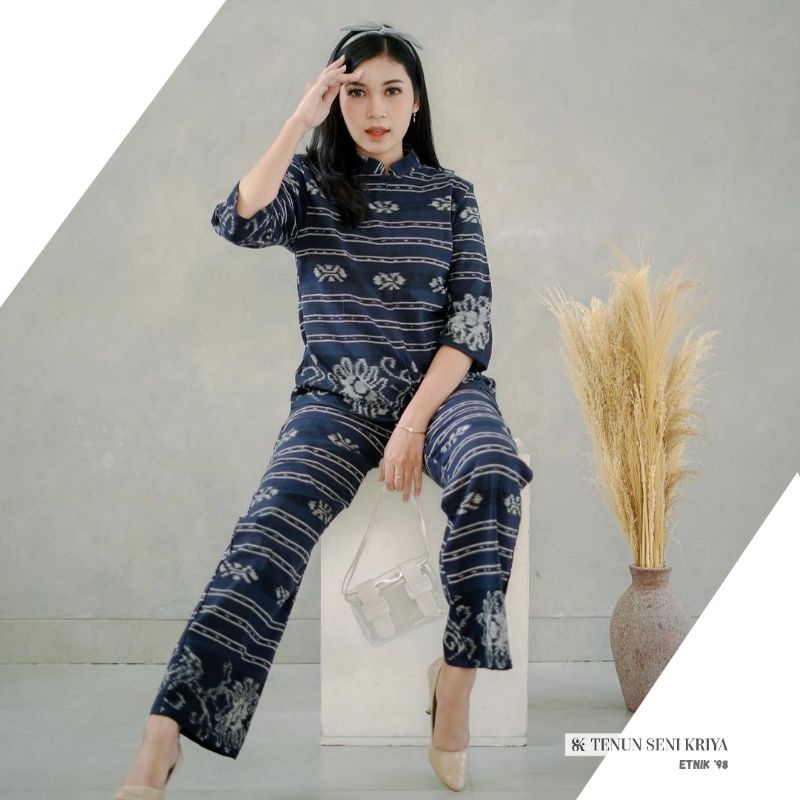 Setelan tenun, celana tenun , atasan tenun , baju tenun wanita , sarimbit tenun