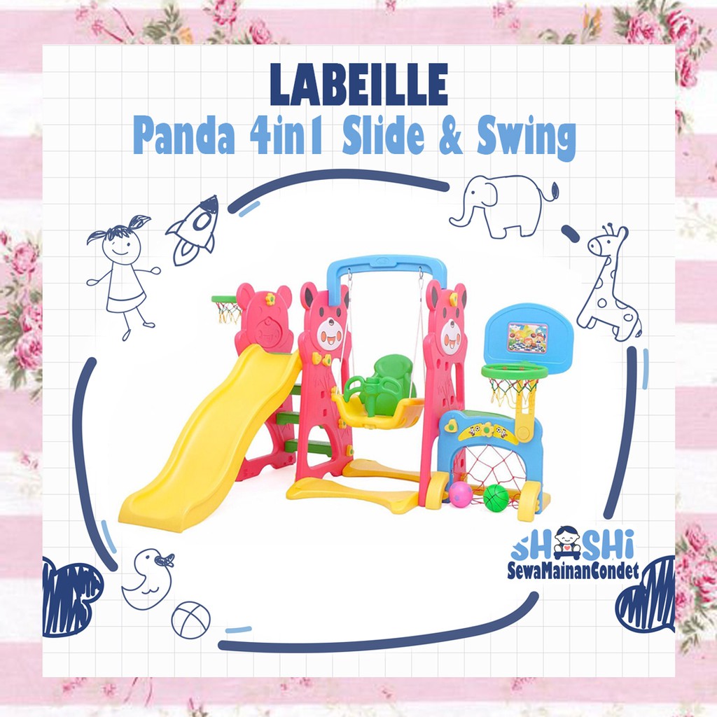 Sewa  Labeille Panda 4in1 Slide n Swing Red