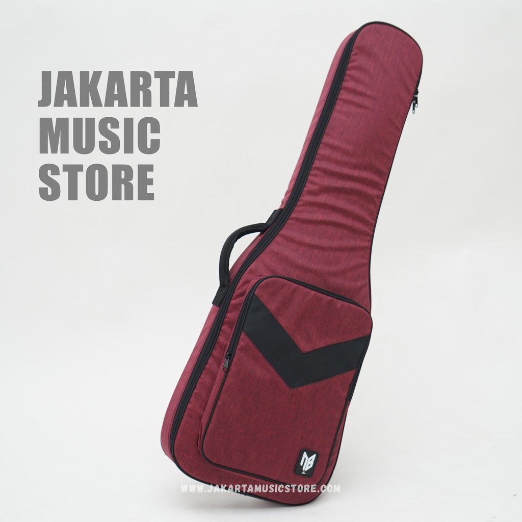 NB Case by DBM Case Gigbag Electric Guitar Red Maroon motif denim/ softcase tas gitar elektrik