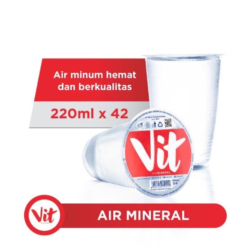 Air Minum Mineral Kemasan Vit Gelas 200 ml isi 48 pcs 1 dus