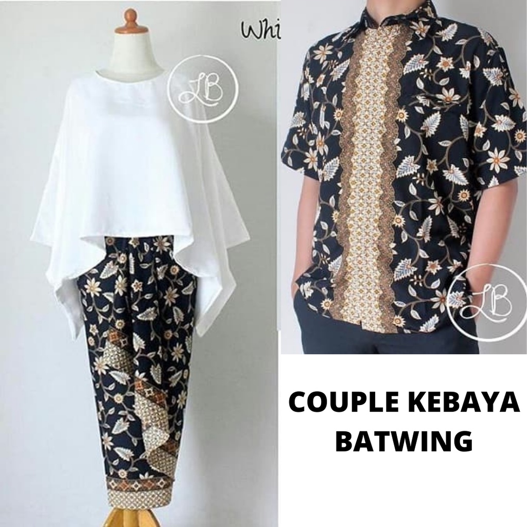 Setelan Kebaya Couple Batwing / Kalong JUMBO Navy Dan Warna Lain