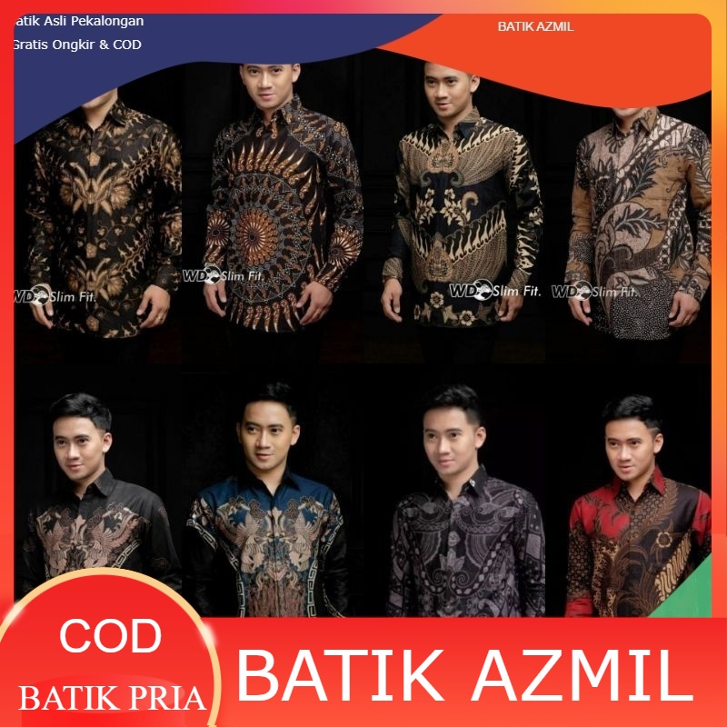 Batik Pria Lengan Panjang BATIK AZMIL HRB026 motif KERATONAN Kode 002 size M L XL XXL Reguler