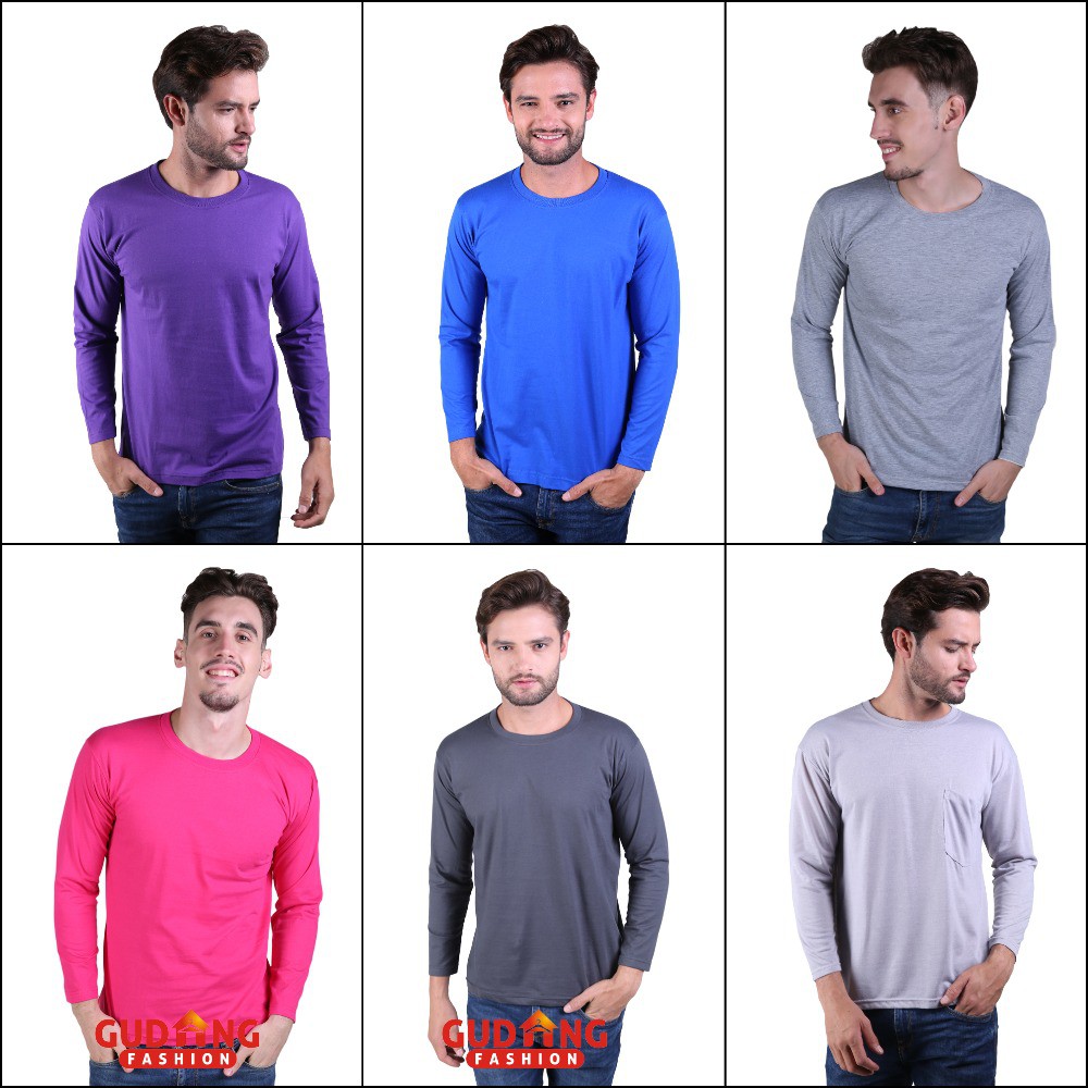 Tshirt Basic Polos Pria Lengan Panjang - Banyak Pilihan Warna PLS (COMB)