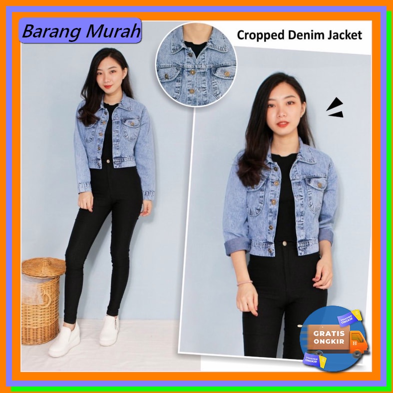 Lova Jacket Jeans Hoodie Wanita Jaket Jins Hodie Kekinia Jj335 Ja QI349 Myredo - Jaket Jeans Wanita