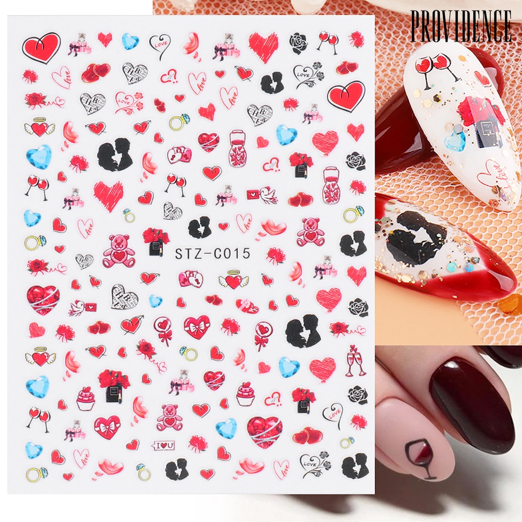 Providence Nail Art Sticker Lovely Cute PET Valentine Heart Shaped Nail Art Tips Decoration for Couple