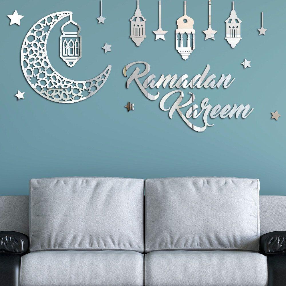 Populer Stiker Dinding Ruang Tamu DIY Decals 3D Arylic Removable Ramadhan Dekorasi Eid Mubarak