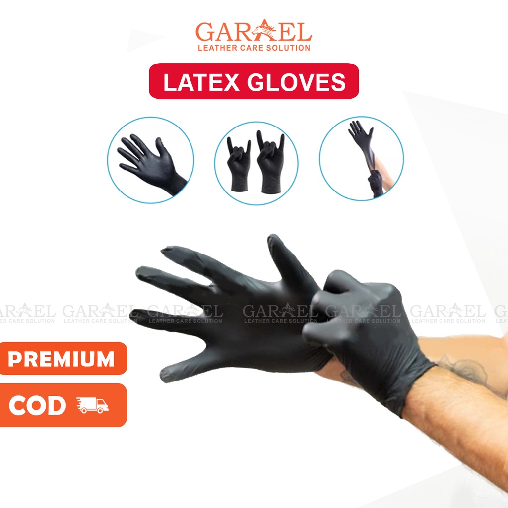 SARUNG TANGAN KARET HITAM LATEX GLOVES ANTI AIR NITRILE GLOVES PREMIUM