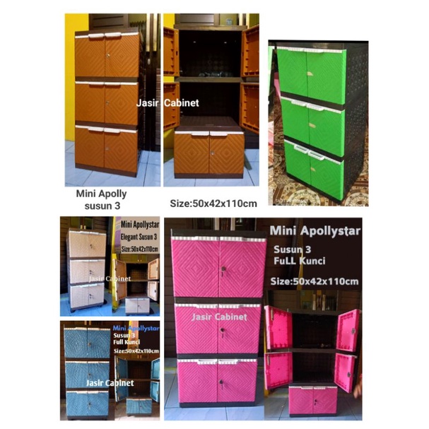 Almari plastik Mini apollystar Susun 3//  Mini elegant susun 3