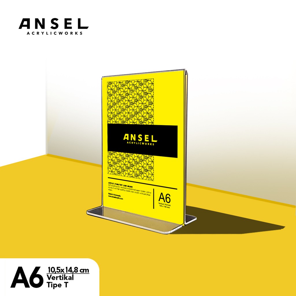 

ANSEL Tent Holder Akrilik Tipe T / A6 Vertikal 10,5x14,8 cm / Acrylic Display