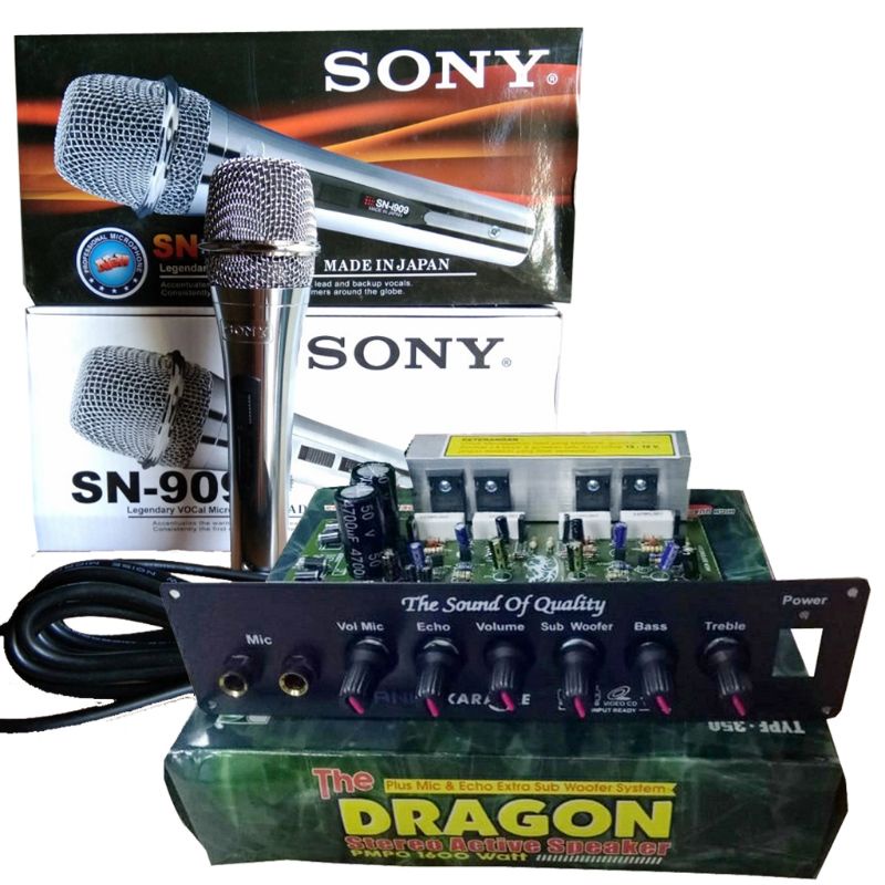Kit speaker aktif Amplifier dan Mic Sony paket hemat alat kareoke