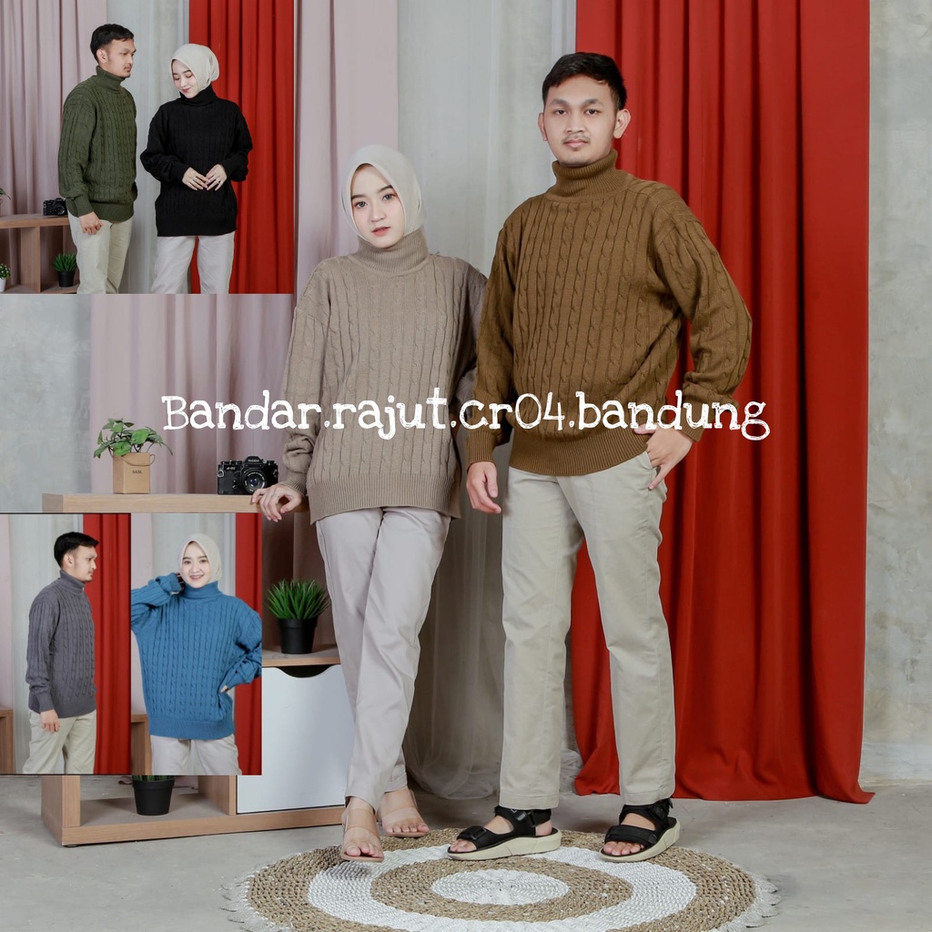 SWEATER RAJUT COUPLE TURTLENECK ANGGARA 7 GATE BRANDED