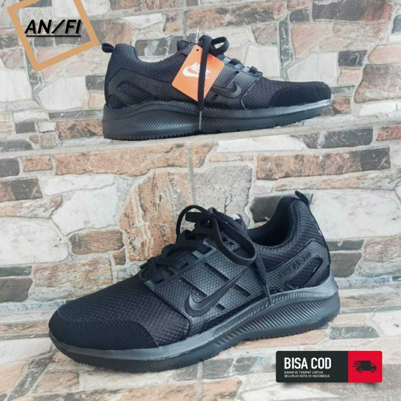 Sepatu Nike Hitam Polos Full Black Sekolah Olahraga Sneakers Sport
