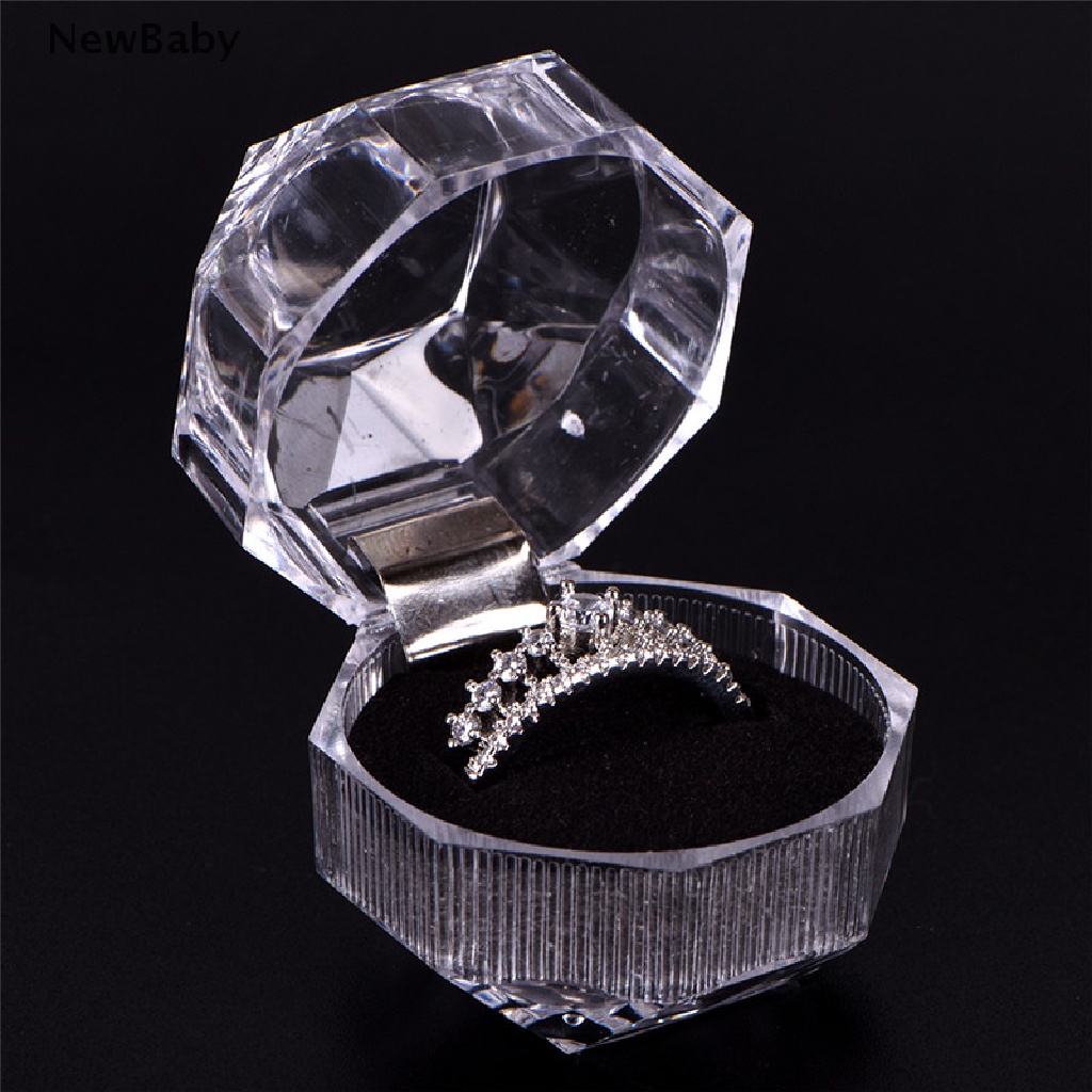 NewBaby Clear Acrylic Jewelry Gift Box for Ring Holder Wedding Engagement Present New ID