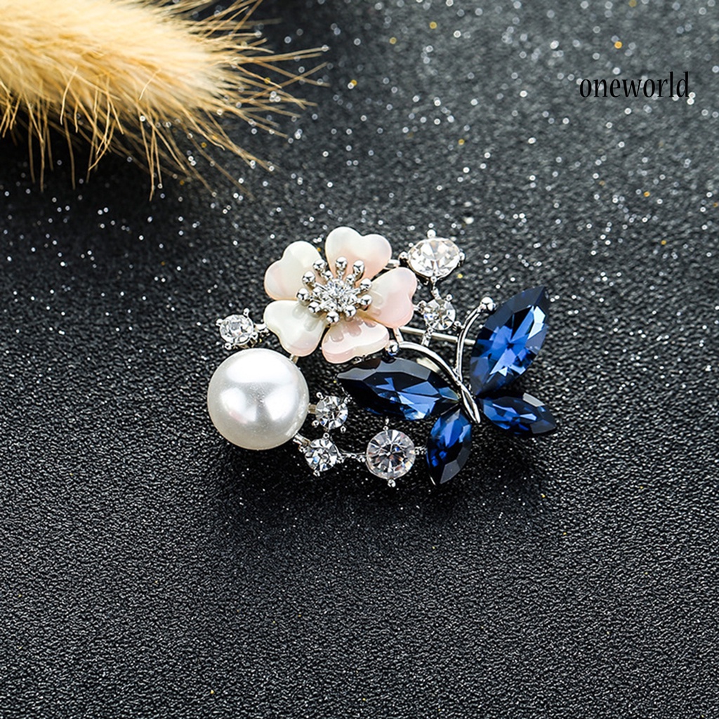 OW@ Brooch Pin Butterfly &amp; Flower Decor Durable Elegant Style Lovely Brooch for Daily Life