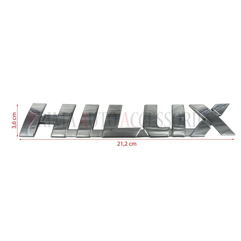 Logo Emblem Mobil tulisan HILUX Baru Chrome (21,2 cm)