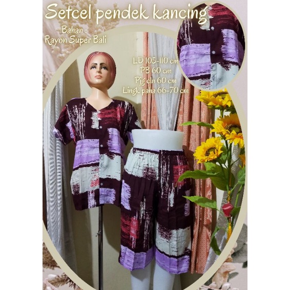 Stelan celana pendek //Setcel Pendek kancing //Babydol Rayon Bali //Babydol kancing //Setcel busui