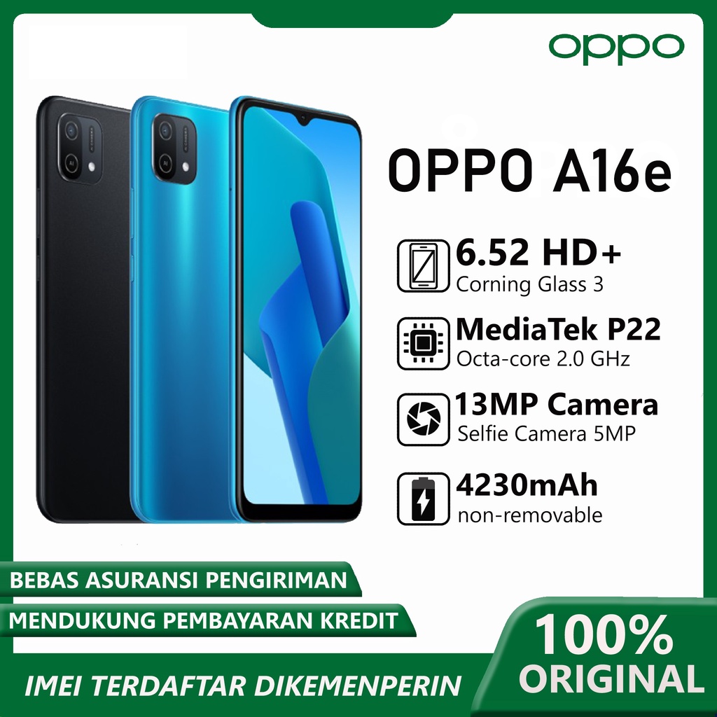 OPPO A16e RAM 3/32GB-GARANSI RESMI OPPO RESMI