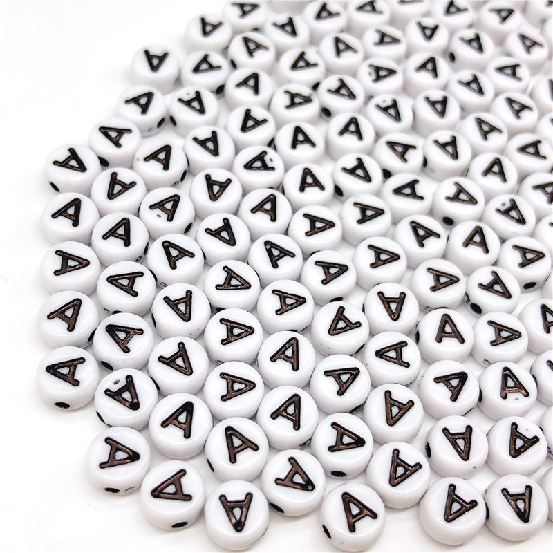 A,e,i,o,u,u Vowel 50pcs Manik-Manik Huruf 6mm Bahan Akrilik