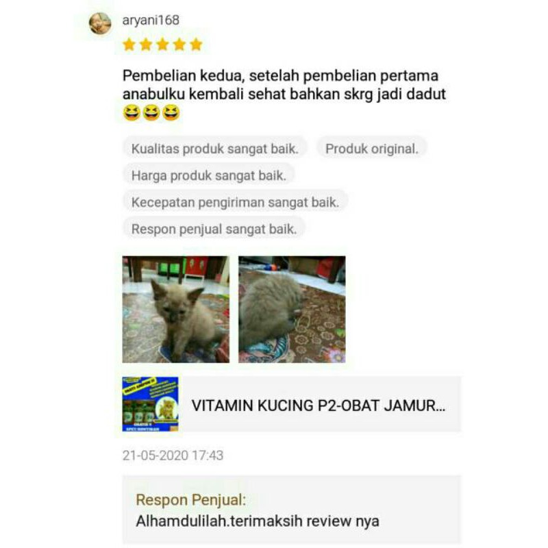 Uky amino vitamin kucing gemuk dan bulu rontok lebat nafsu makan daya tahan tubuh 30ml