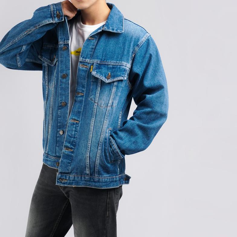✫ Bullitt Blue Washed Trucker Denim Jacket - Jaket jeans pria Guteninc ➲