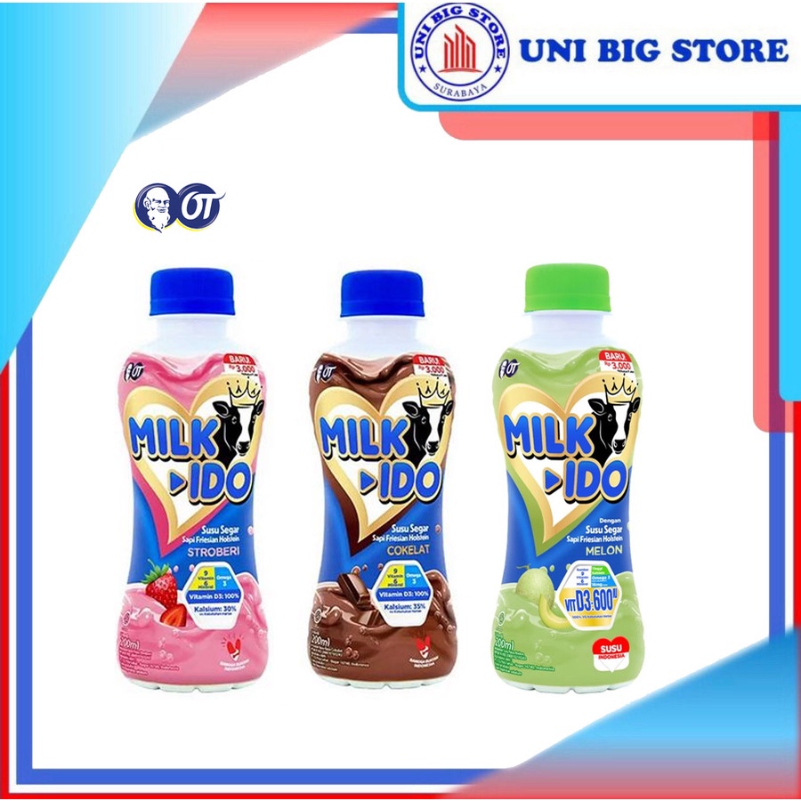 

Milk-Ido Susu Milkido Coklat Strawberry Melon 200 ml Stroberi