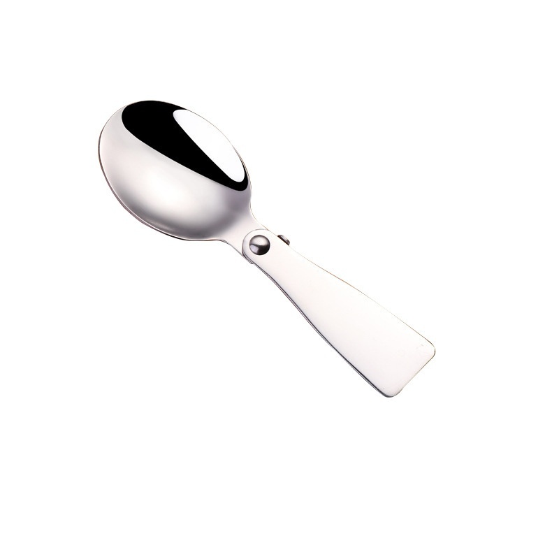 YTJ-1pc Sendok Sup Lipat Bahan Stainless Steel Ukuran Kecil