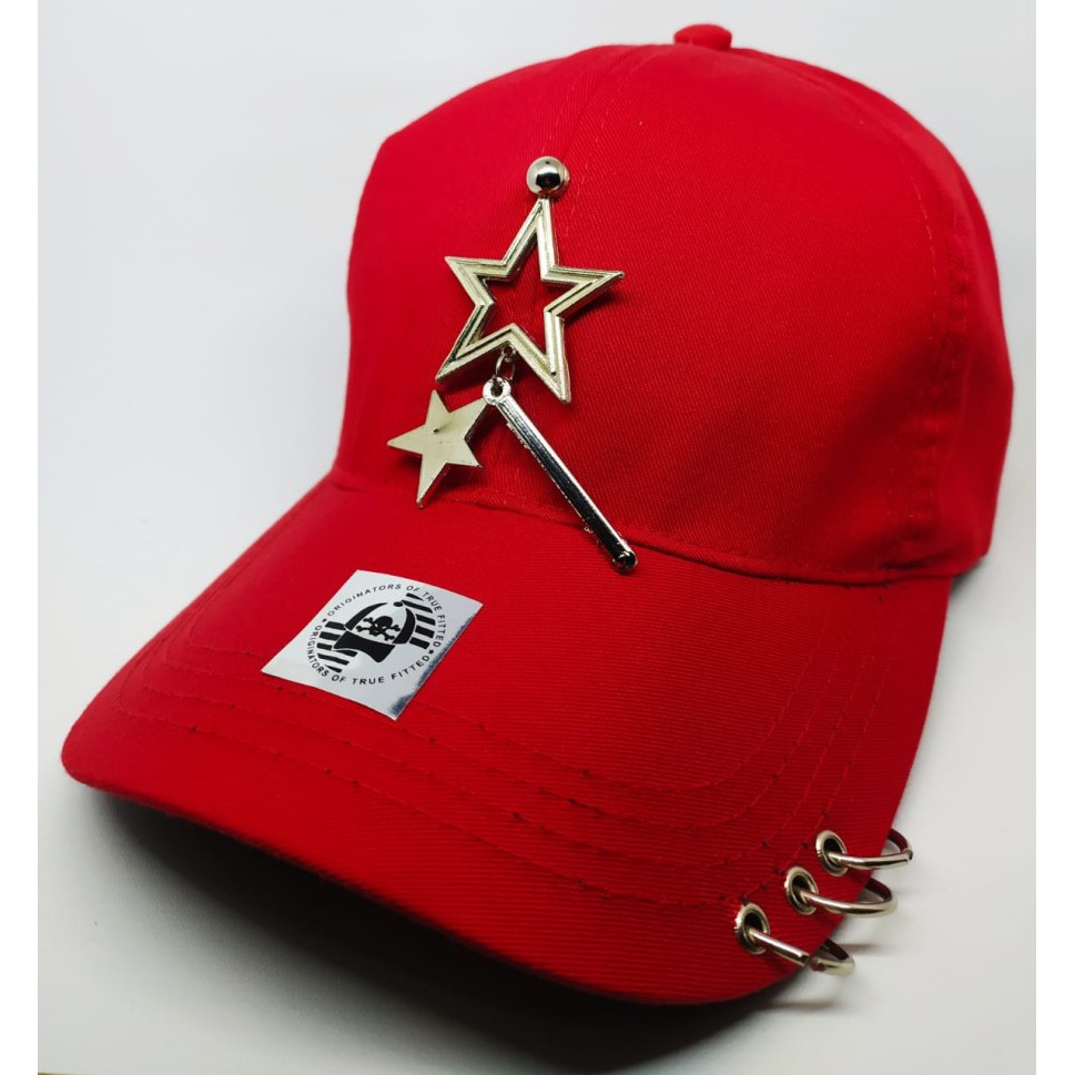 Topi Distro Style Pria Wanita Kekinian// Topi Baseball Ring Rantai Korea// Topi Anting Korea Ring Besi Rantai.