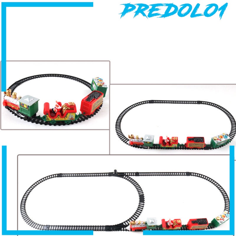 (Predolo1) 11pcs / Set Mainan Kereta Api Elektrik Dengan Rel Untuk Dekorasi Natal / Hadiah Anak