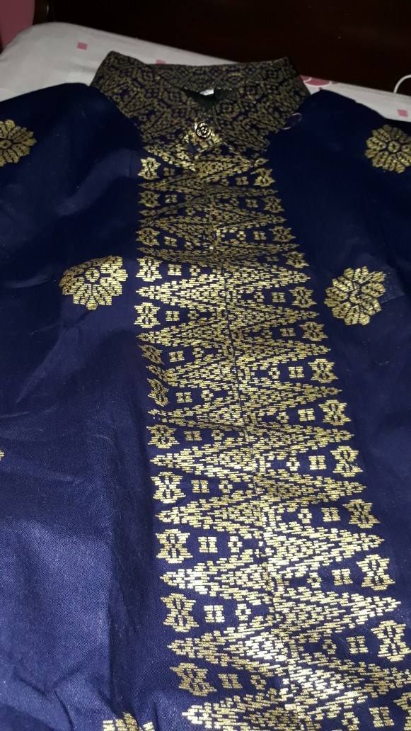 Set Couple Batik Songket Palembang Navy Gold
