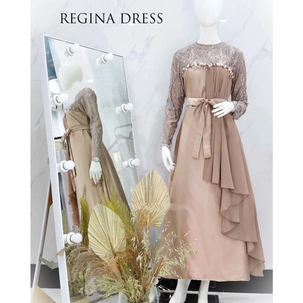 REGINA DRESS brokat remaja / baju pesta / gamis kondangan / lamaran / wisuda / bridesmaids tersedia ukuran kecil hingga jumbo