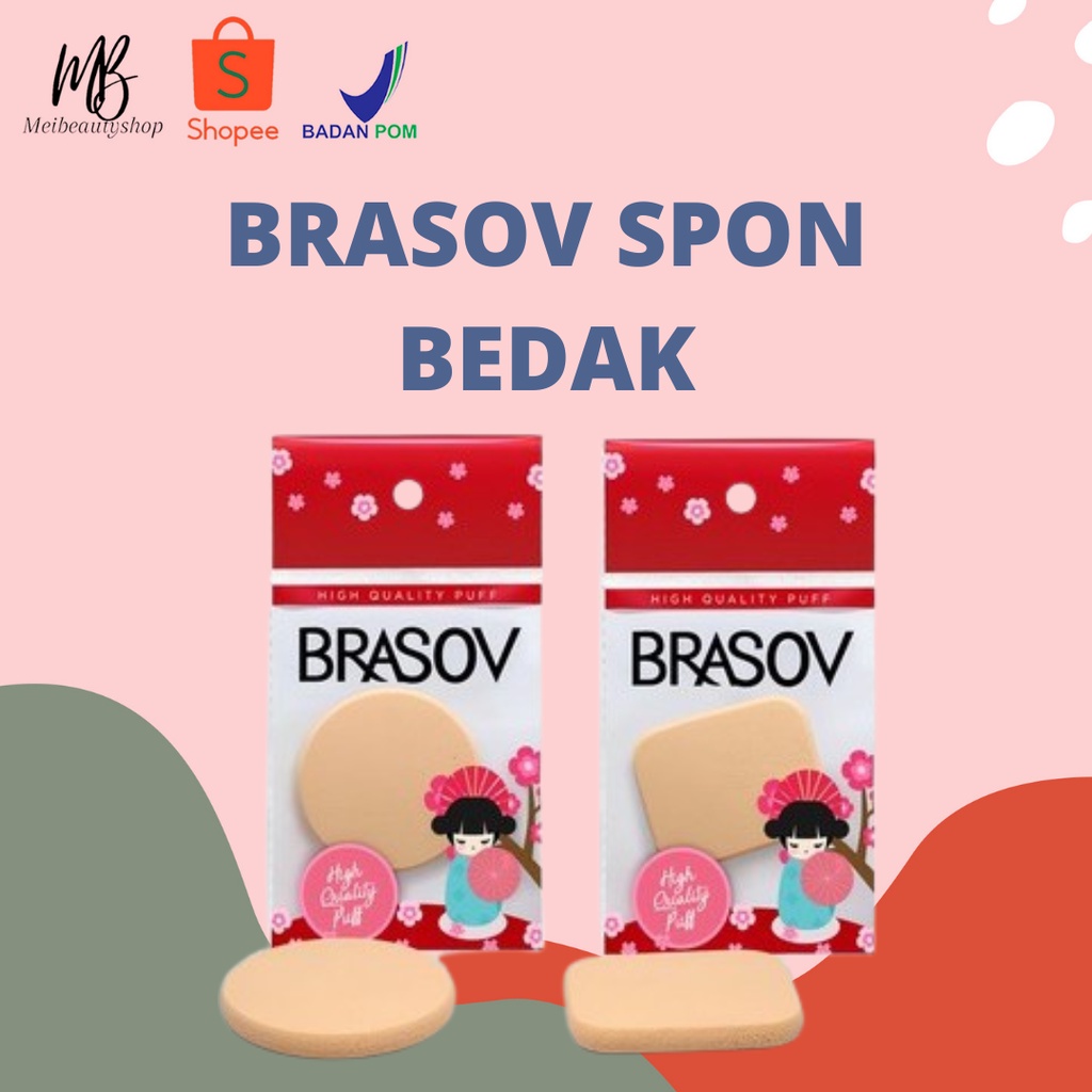 BRASOV Spons Bedak / Foundation | Sponge Puff Make Up Tools Kotak Bulat