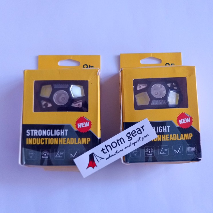 Thomgear Taffled Senter Kepala Led Rechargeable Headlamp 3 Mode Terang Cod Emergency Sensor Gerak Jm