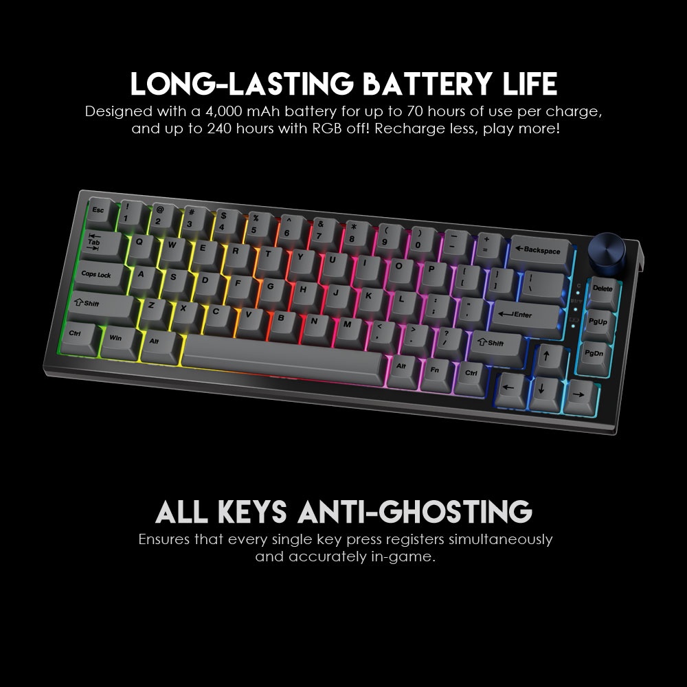 Keyboard Gaming Wireless Mechanical RGB Fantech MAXFIT67 MK858 Hotswapable Wireless RGB Mechanical Gaming Keyboard